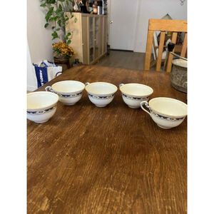 Set of 5 Vintage Wembley 1699 Porcelain Tea Cups Gold Trim Bird Motif Chipped**